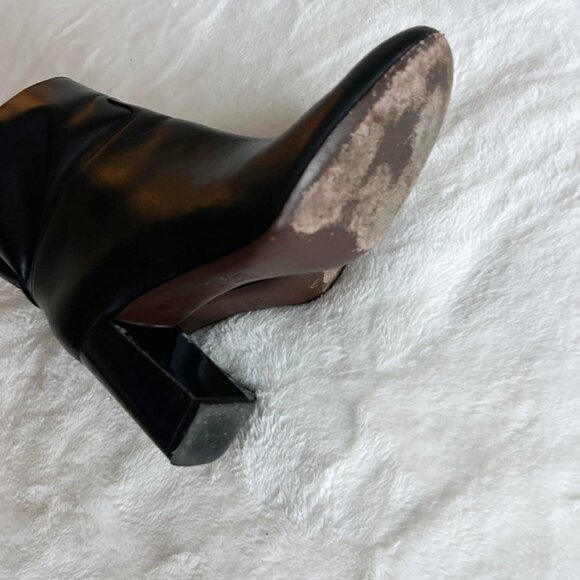 Tory Burch Booties 8 M Black Ankle Boots Leather Heel 3.5 Inch - Picture 4 of 10